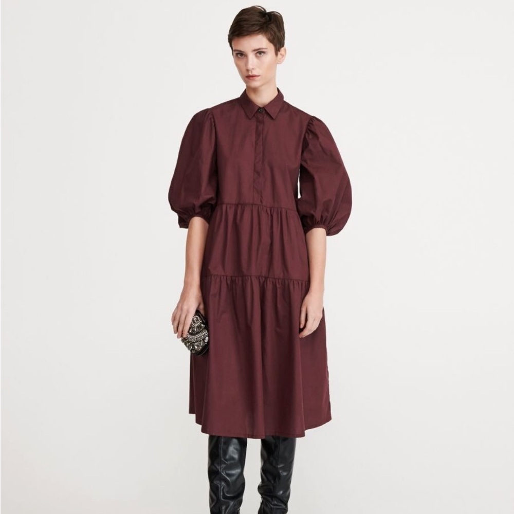 Reserved Midi Dress with Puff Sleeves